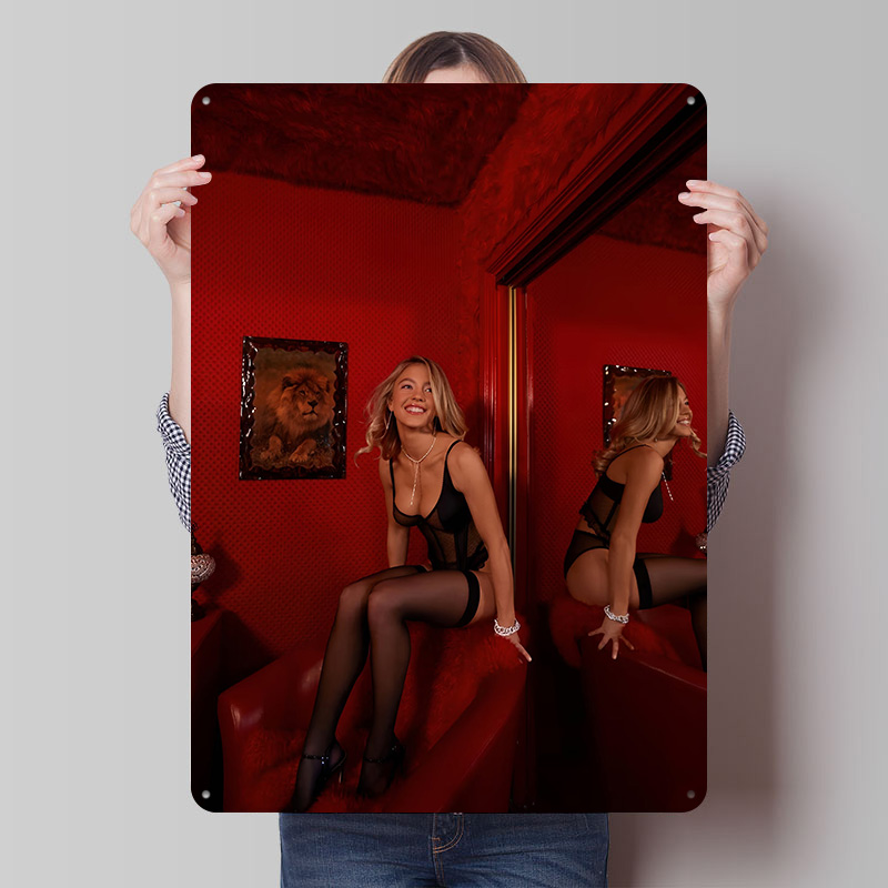 Retro Gaming On - Woman in Lingerie Sitting on Red