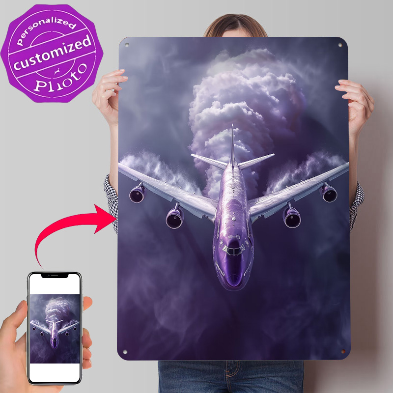 Retro Gaming On - Purple Airplane on The Sky Tinplate