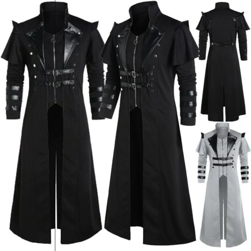 Retro Gaming Jacket - Vintage Men's Gothic Steampunk Long Jacket