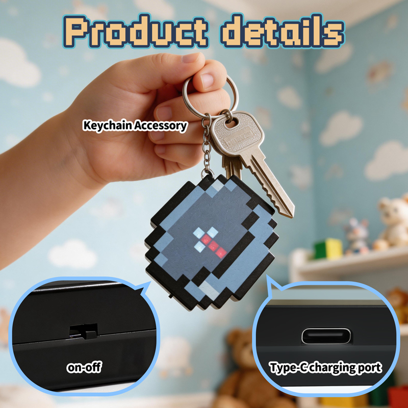 Retro Gaming Portable - 2026 NEW Rechargeable Pixel Compass Keychain