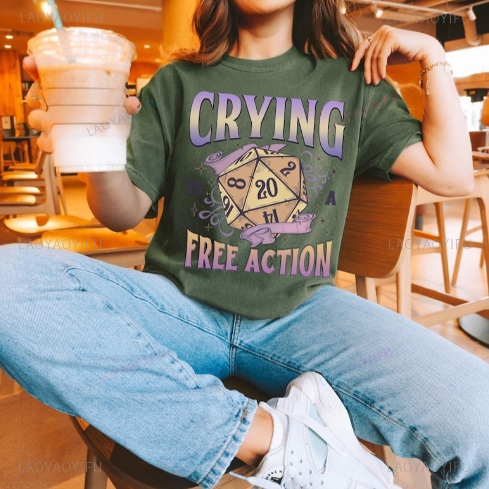 Funny DnD Crying Is A Free Act - Retro Gaming T Shirt review and price