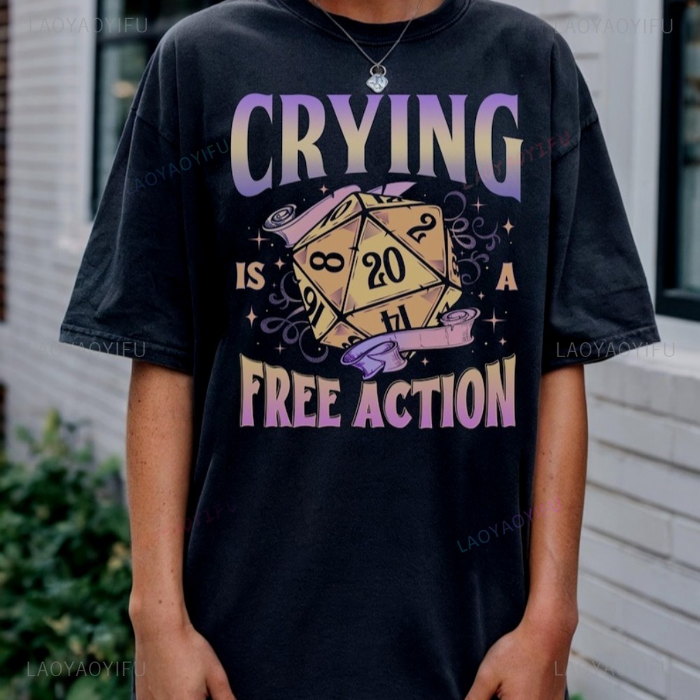 Funny DnD Crying Is A Free Act - Retro Gaming T Shirt review and price