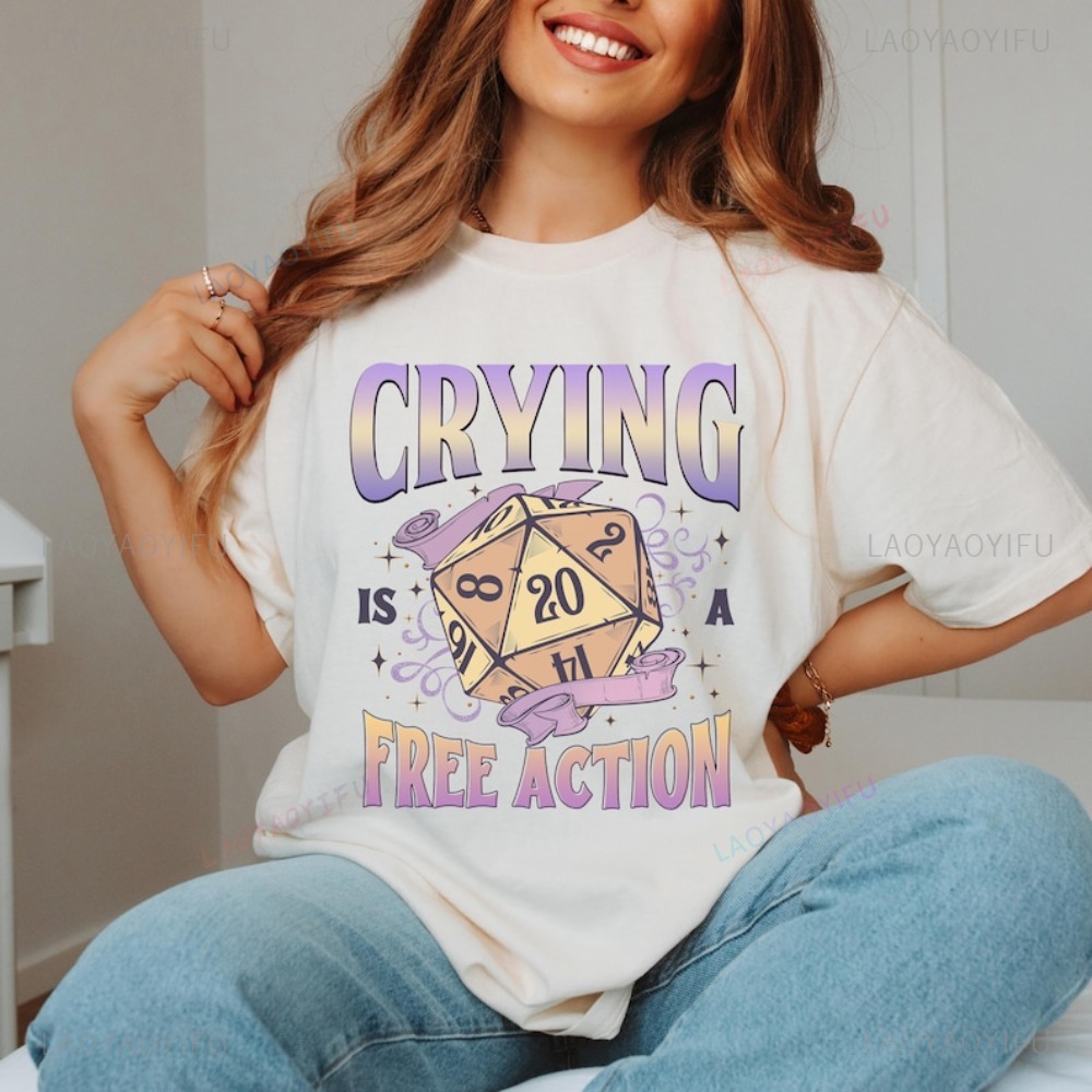 Funny DnD Crying Is A Free Act - Retro Gaming T Shirt review and price