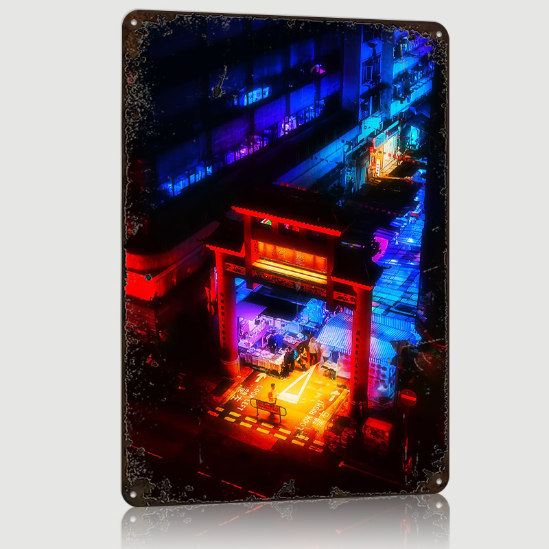 Hong Kong Blue Market Poster C - Retro Gaming Market review and price
