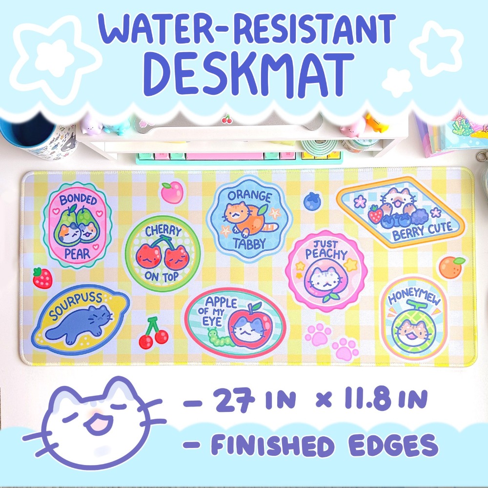 Fruit Kitty Desk Mat Mousepad  - Retro Gaming Desk Setup review and price