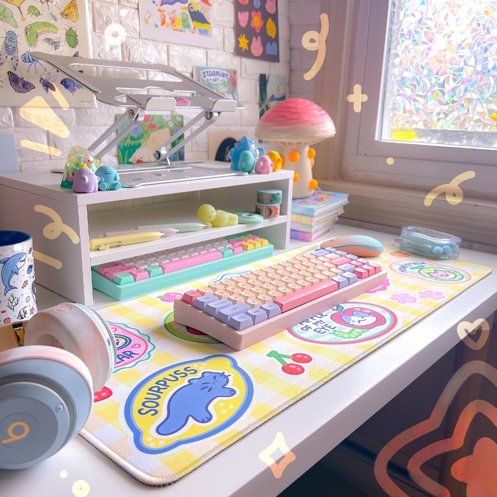 Fruit Kitty Desk Mat Mousepad  - Retro Gaming Desk Setup review and price