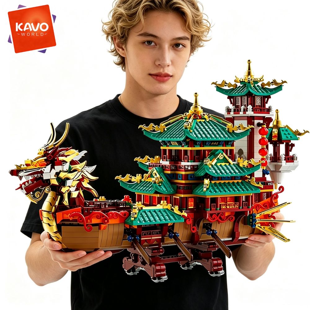 KAVOWORLD 2453pcs Dragon Boat  - Retro Gaming Lego review and price
