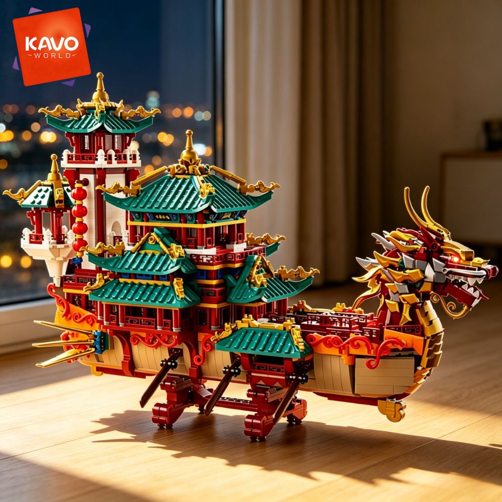 KAVOWORLD 2453pcs Dragon Boat  - Retro Gaming Lego review and price