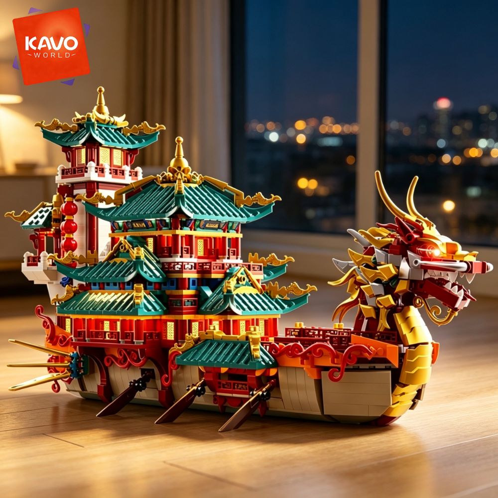 KAVOWORLD 2453pcs Dragon Boat  - Retro Gaming Lego review and price
