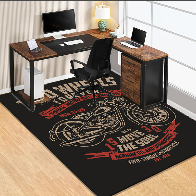 Motorcycle themed desk rug for - Retro Gaming Desk Setup review and price