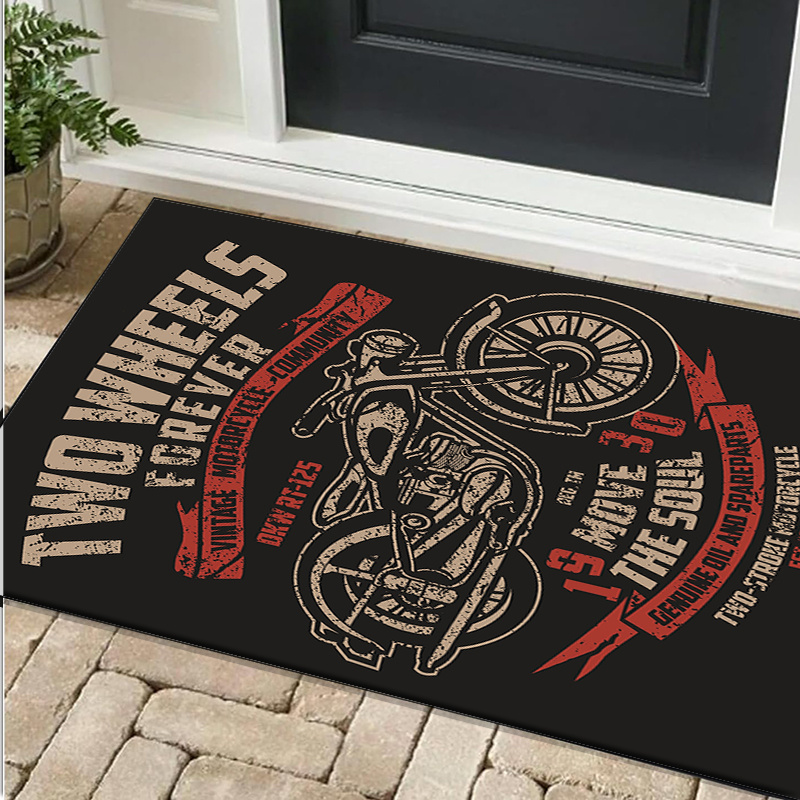 Motorcycle themed desk rug for - Retro Gaming Desk Setup review and price