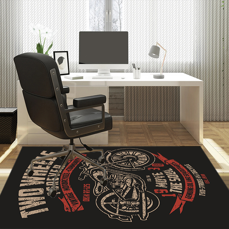 Motorcycle themed desk rug for - Retro Gaming Desk Setup review and price